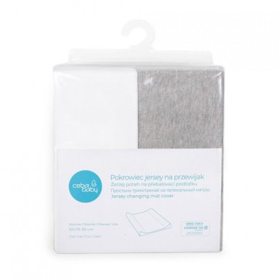 Ceba Baby potah na přebalovací podložku (50x70-80) 2 ks - Light grey melange/White