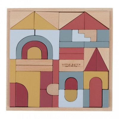 Little Dutch dřevěné stavebnicové kostky  - Multicolor, 47 ks