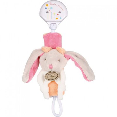 DouDou et Compagnie klip na dudlík AS 17 cm - Růžový zajíček