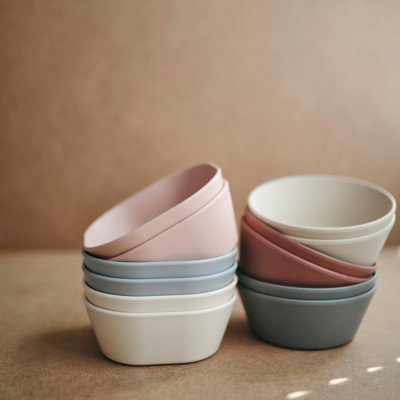 Mushie hranatá miska 2 ks - Blush - obrázek