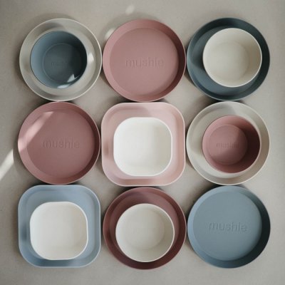 Mushie hranatá miska 2 ks - Blush - obrázek