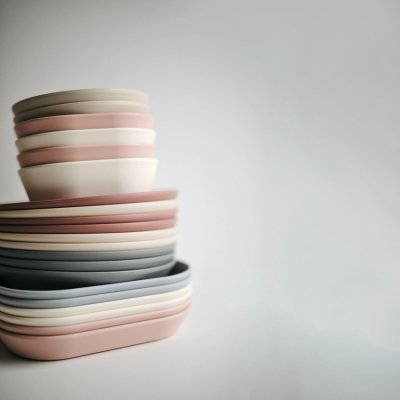 Mushie hranatá miska 2 ks - Sage - obrázek