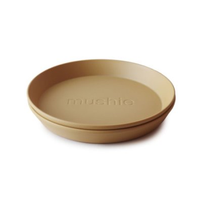 Mushie kulatý talíř 2 ks - Mustard