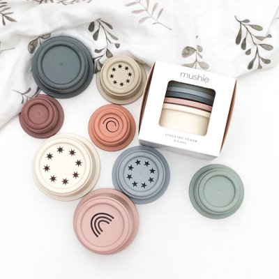 Mushie skládací věž 8 ks - Pastel - obrázek