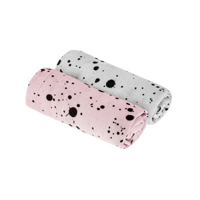 Sleepee mušelínové bambusové pleny Big Nappies 2 ks - Šedá/růžová