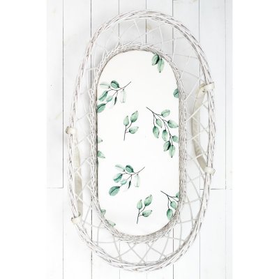 Sleepee prostěradlo do kočárku, košíku a kolébky We Care 2 ks - Černé tečky/Eukalyptus - obrázek