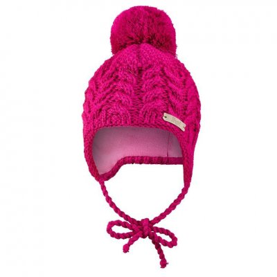Little Angel čepice pletená zavazovací copánky Outlast® - Růžová, vel. 3