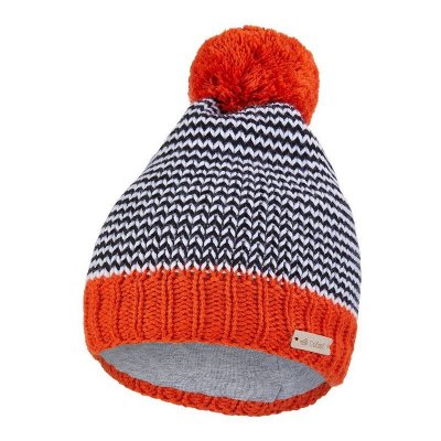 Little Angel čepice pletená cikcak s bambulí Outlast® - Oranžová bambule, vel. 4 (45-48 cm)