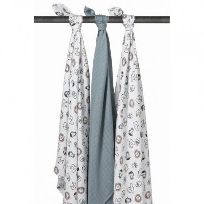 Meyco pleny 120 x 120 cm 3 ks - Animal/uni stone green/animal