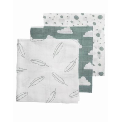 Meyco pleny 70 x 70 cm 3 ks - Feathers clouds dots stone green/white