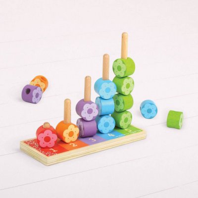 Bigjigs Baby nasazování barevných květinek - obrázek