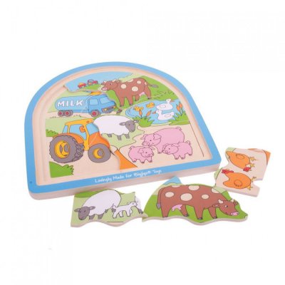 Bigjigs Toys Dřevěné vícevrstvé puzzle - Farma