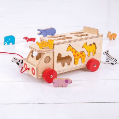 Bigjigs Toys dřevěné auto se zvířátky - obrázek