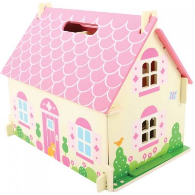 Bigjigs Toys přenosný dřevěný domeček pro panenky - obrázek
