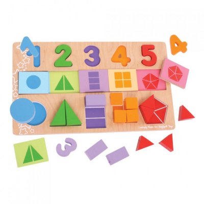 Bigjigs Toys didaktická deska - Čísla, barvy, tvary