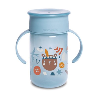 Suavinex Forest láhev na učení 340 ml - Modrá