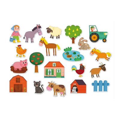 Vilac dřevěné magnetky 20 ks - Farma - obrázek