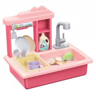 Teddies kuchyňský dřez s vodovodním kohoutkem na baterie a doplňky - Růžový
