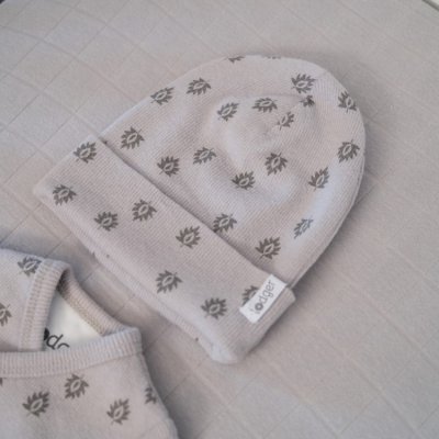 Lodger Beanie Print Rib Sharkskin - 1 - 2 roky - obrázek
