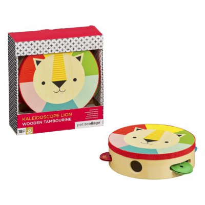 Petit Collage dřevěná tamburína - Lev - obrázek