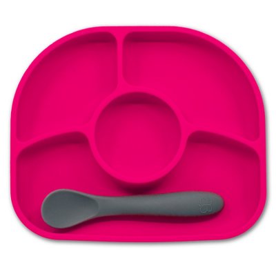 BBLÜV Yümi silikonový talířek a lžička - Pink