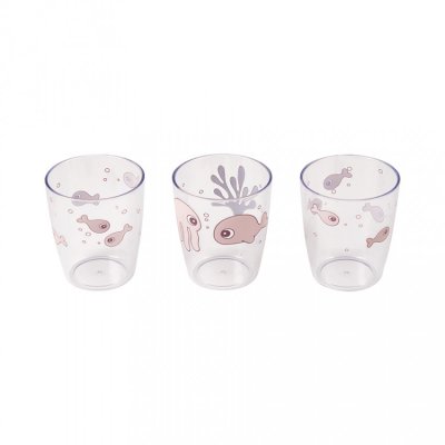 Done by Deer sklenička Yummy mini Sea Friends 3 ks - Růžové