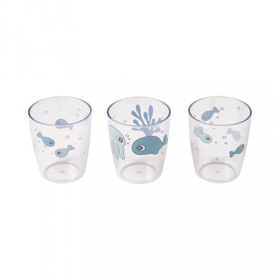 Done by Deer sklenička Yummy mini Sea Friends 3 ks - Modré