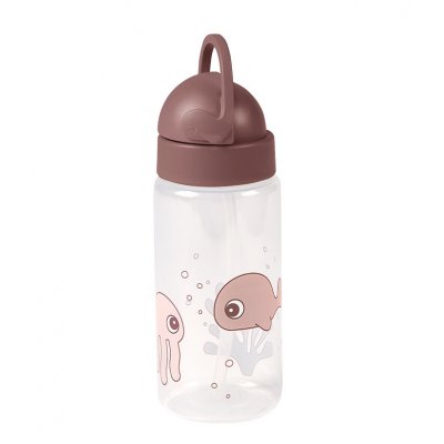 Done by Deer láhev s brčkem Sea Friends - Růžová - obrázek