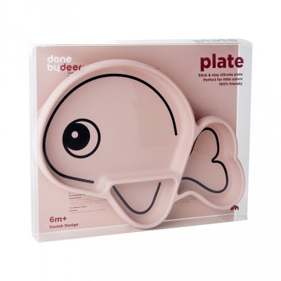 Done by Deer silikonový protiskluzový talíř Wally - Růžový - obrázek