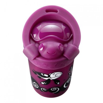 Tommee Tippee hrnek stabilní Super Cup s víčkem 18m+, 300 ml - Fialový - obrázek