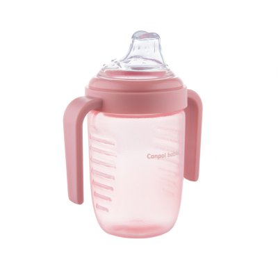 Canpol babies nevylévací hrníček se silikonovým pítkem 220 ml - Pink