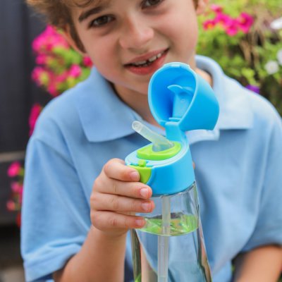 b.box láhev na pití s brčkem 600 ml - Modrá/zelená - obrázek