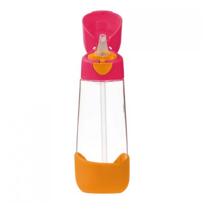 b.box láhev na pití s brčkem 600 ml - Růžová/oranžová - obrázek