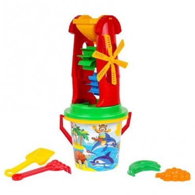 Teddies sada na písek plast kbelík, mlýnek s doplňky