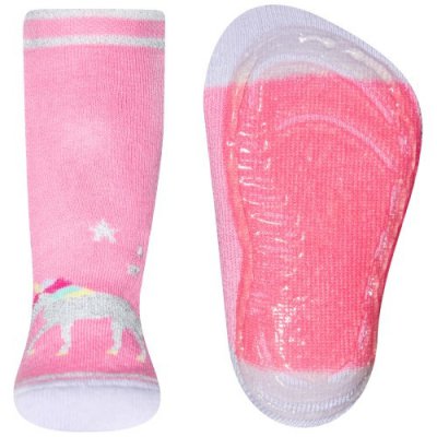 Ewers Basic ponožky ABS jednorožec - China pink, vel. 23-24