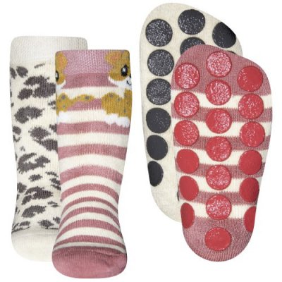 Ewers Basic ponožky ABS 2 ks leopard - Vel. 17-18