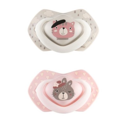 Canpol babies Bonjour Paris symetrické silikonové dudlíky 6 - 18 m - Růžové, 2 ks