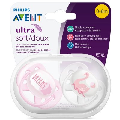 Philips AVENT šidítko Ultrasoft text, 0 - 6 m - Dívka, 2 ks - obrázek