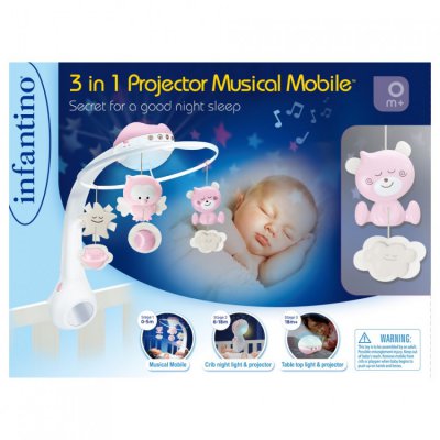 Infantino Hudební kolotoč s projekcí 3v1 - Růžový - obrázek