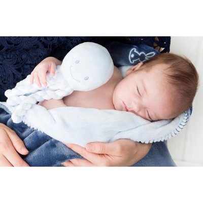 Nattou první hračka pro miminka chobotnička Piu Piu Lapidou - Light blue - obrázek