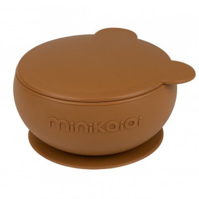 Minikoioi miska silikonová s přísavkou - Woody Brown - obrázek