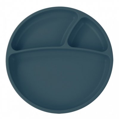 Minikoioi talíř dělený silikonový s přísavkou - Deep Blue