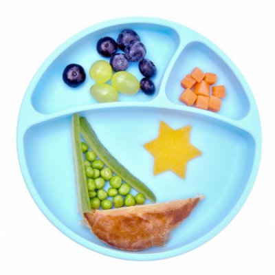 Minikoioi talíř dělený silikonový s přísavkou - Blue - obrázek