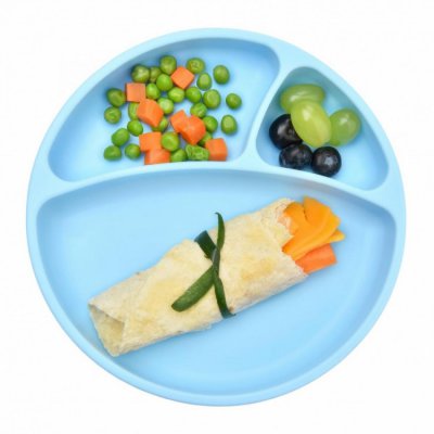 Minikoioi talíř dělený silikonový s přísavkou - Blue - obrázek