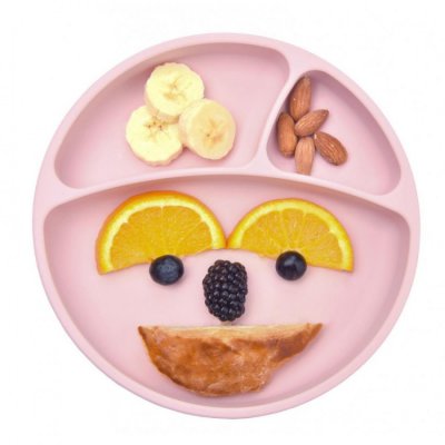 Minikoioi talíř dělený silikonový s přísavkou - Pink - obrázek
