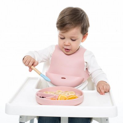 Minikoioi talíř dělený silikonový s přísavkou - Pink - obrázek