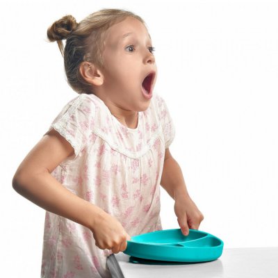 Minikoioi talíř dělený silikonový s přísavkou - Green - obrázek