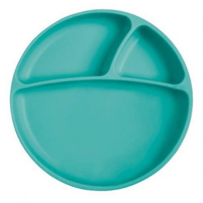 Minikoioi talíř dělený silikonový s přísavkou - Green