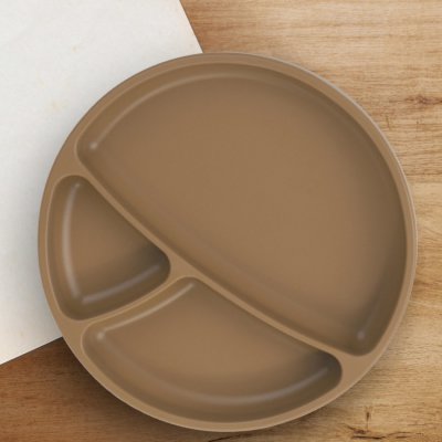 Minikoioi talíř dělený silikonový s přísavkou - Woody Brown - obrázek