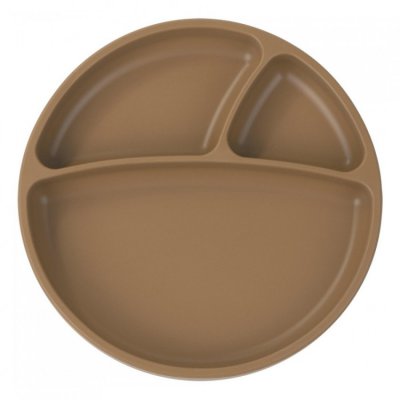 Minikoioi talíř dělený silikonový s přísavkou - Woody Brown